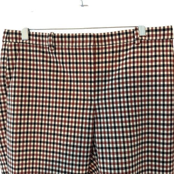 Theory Womens Brown & White Gingham Slim-Fit Ankle Pants With Pockets size 10 - Picture 3 of 7